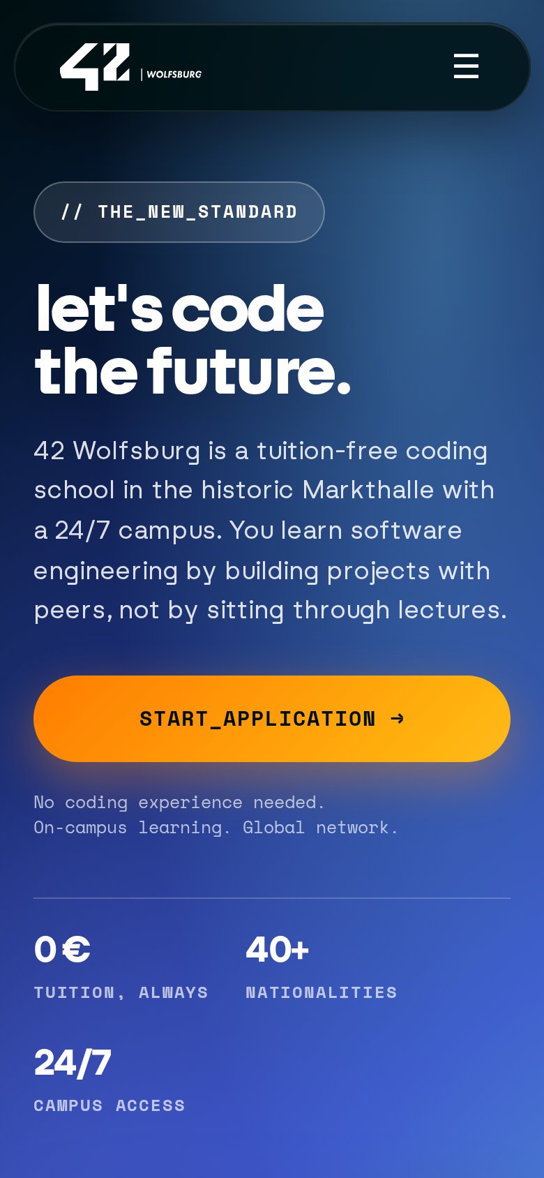 42 Wolfsburg website on mobile